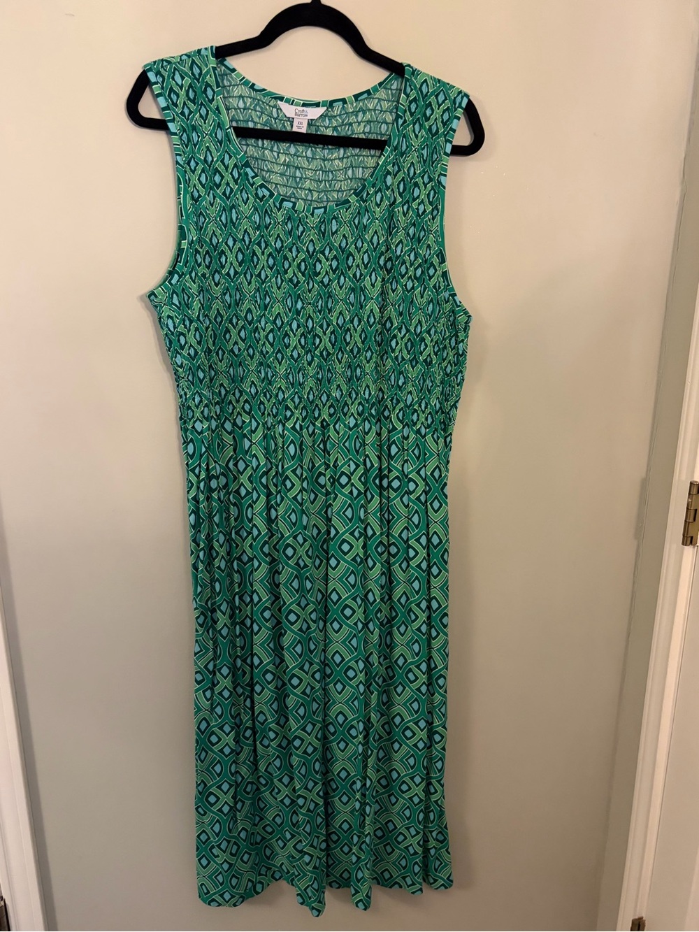 croft & barrow Teal and Navy Printed Sleeveless Maxi Dress